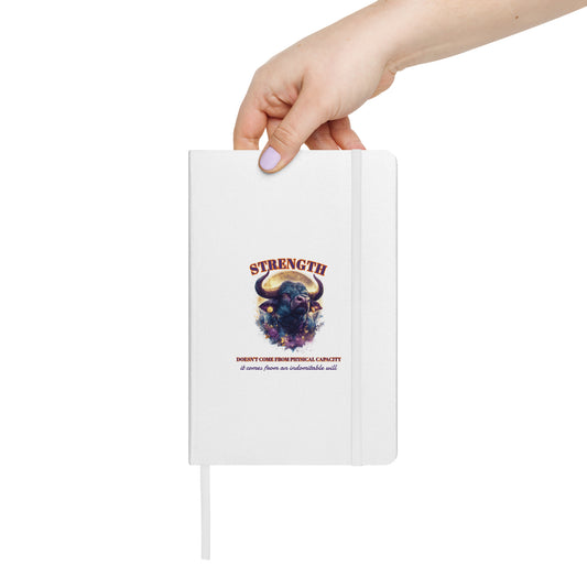 White hardcover notebook featuring a colorful, artistic Taurus zodiac design by Sweet & Savage. mockup