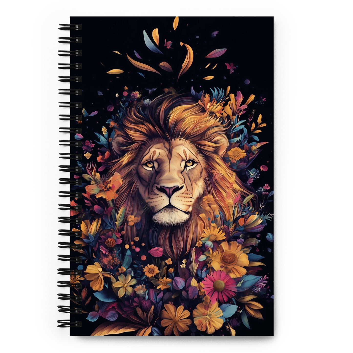 Hardcover notebook featuring a striking, artistic lion portrait with bold colors and "Be Bold Like a Lion" text by Sweet & Savage.