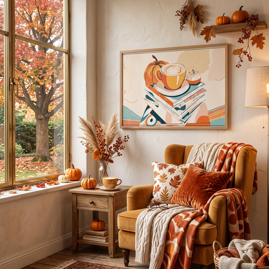 Cozy Autumn Vibes Framed Poster | Pumpkin Spice Fall Wall Art