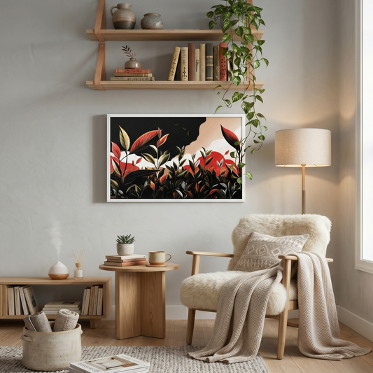 Green Leaves — Indrammet kunstplakat med skovens dybe farver