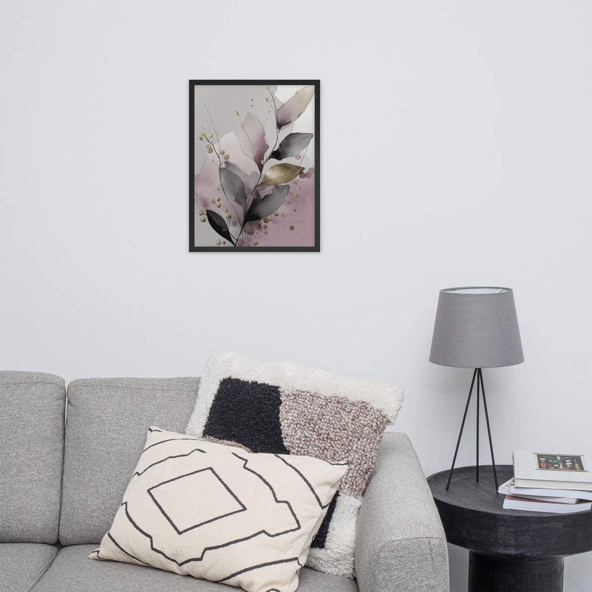 framed poster in black with flowers by Sweet & Savage 