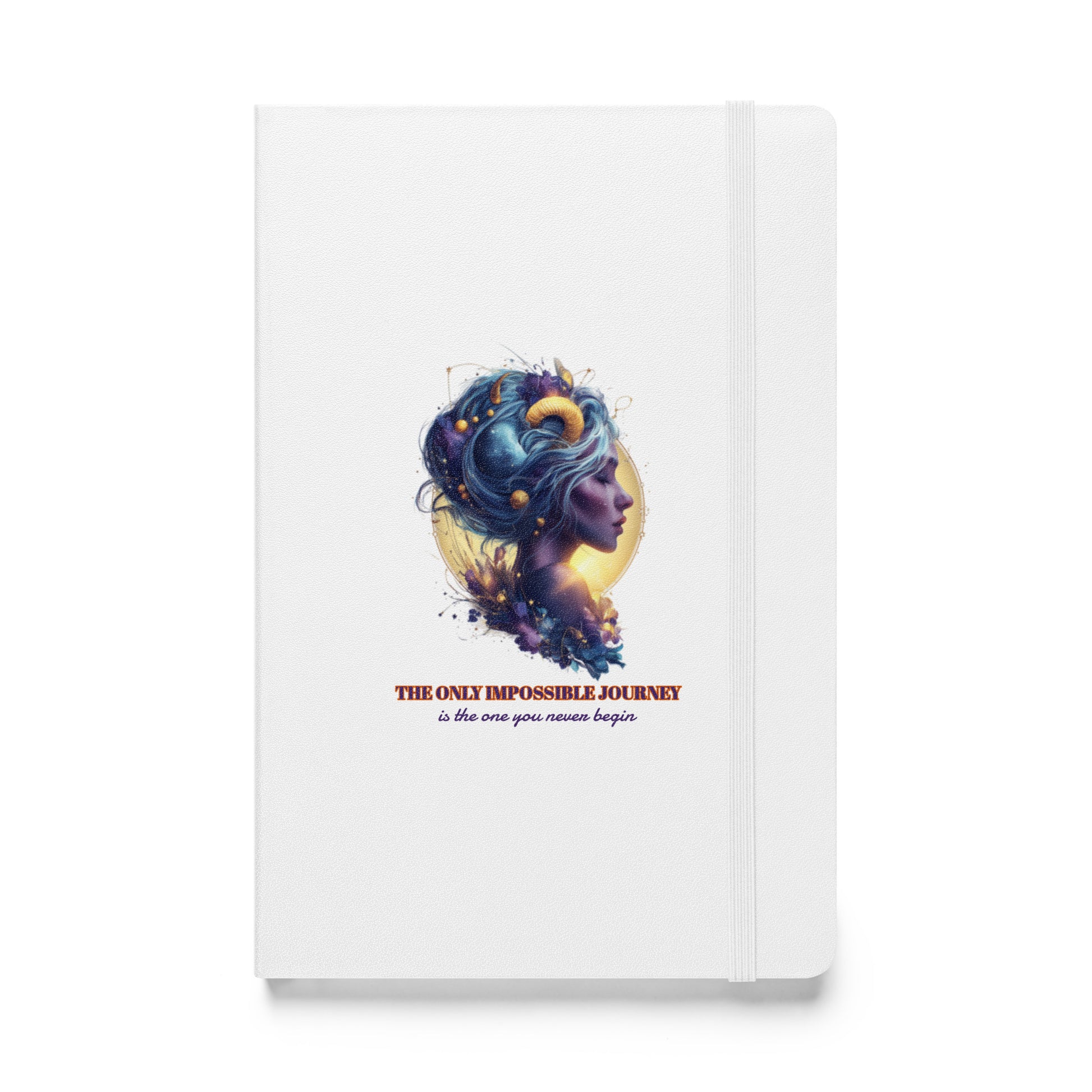 White hardcover notebook featuring a colorful, artistic Virgo zodiac design by Sweet & Savage.
