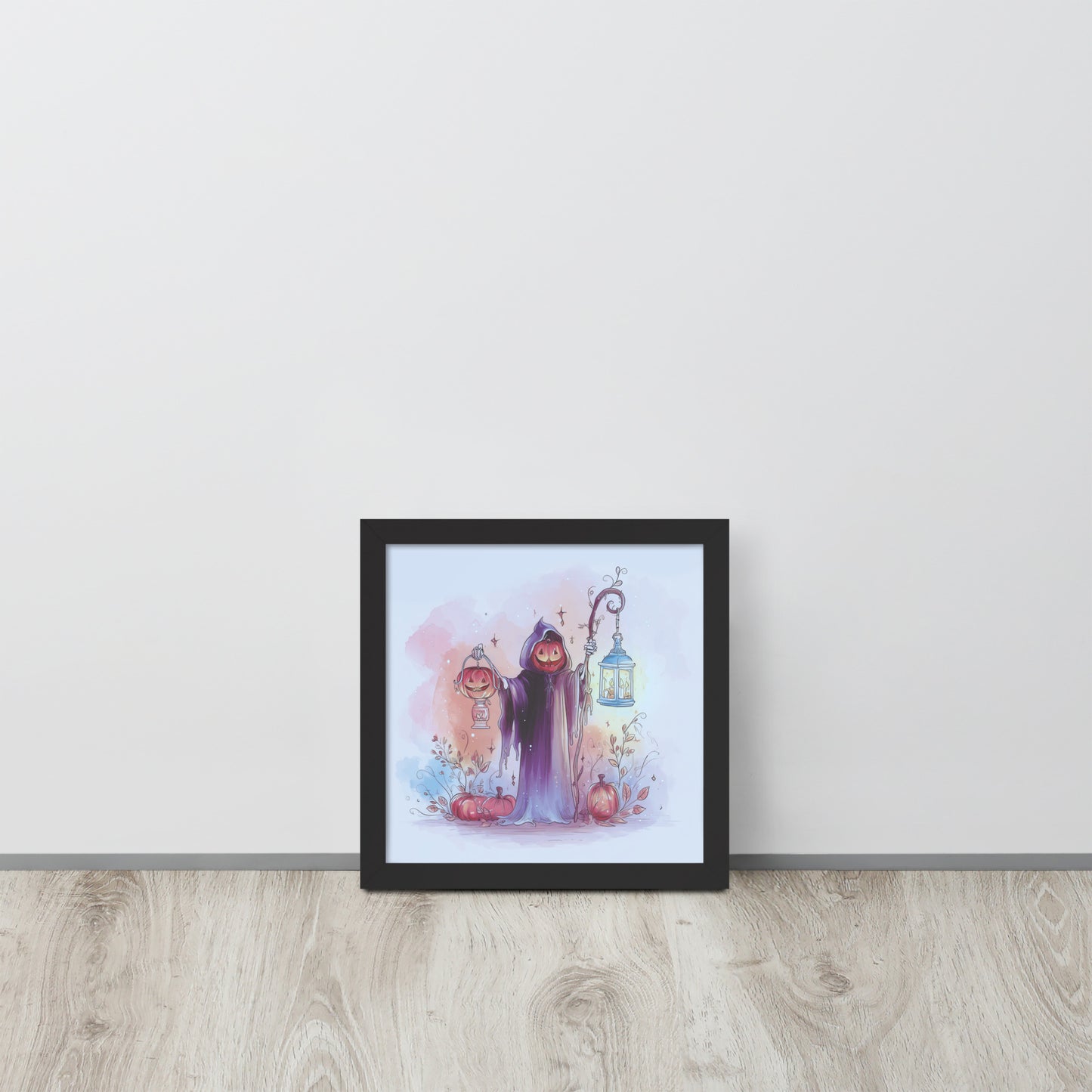 Framed poster titled 'The Sweetest Reaper' featuring a soft spooky, whimsical grim reaper design.