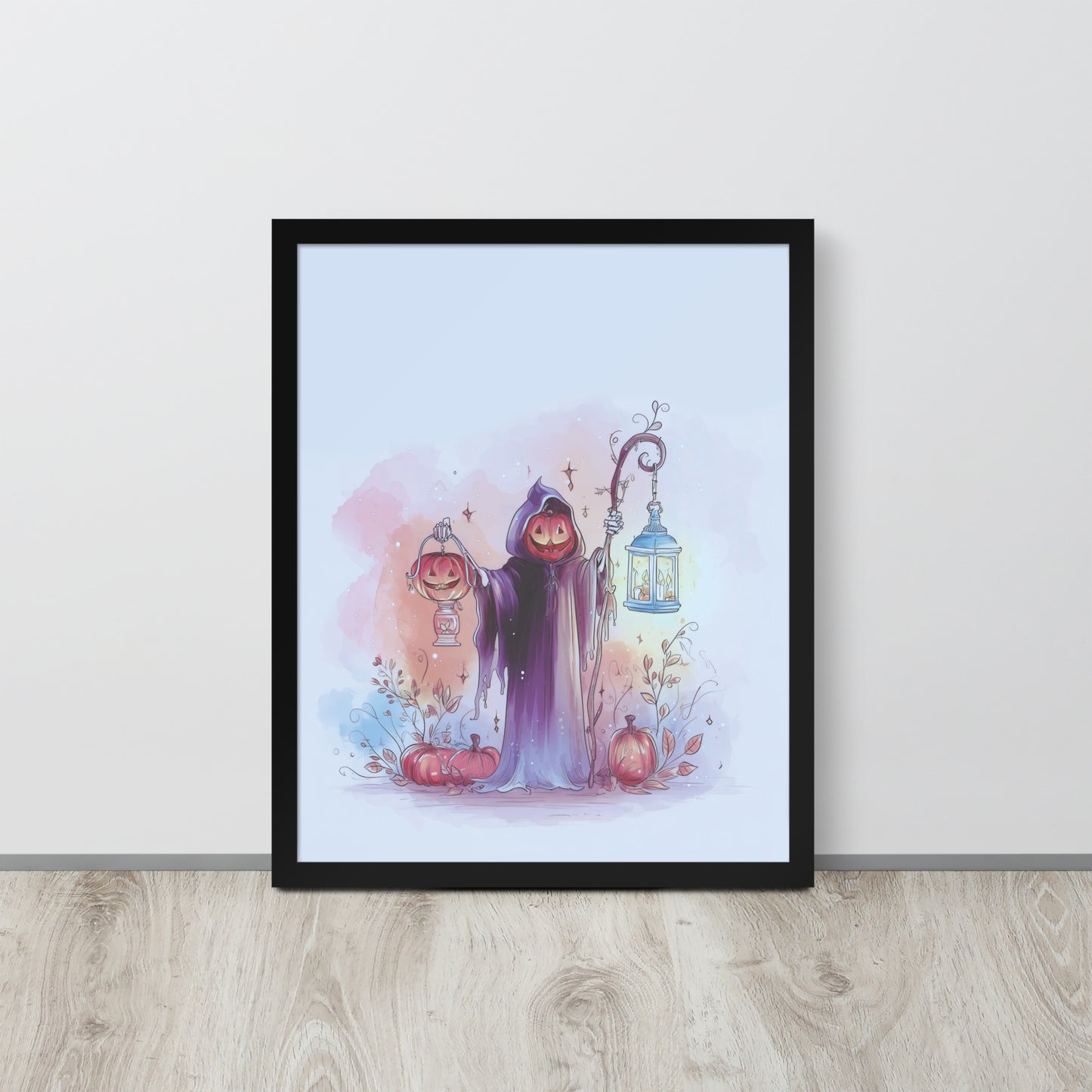 Framed poster titled 'The Sweetest Reaper' featuring a soft spooky, whimsical grim reaper design.