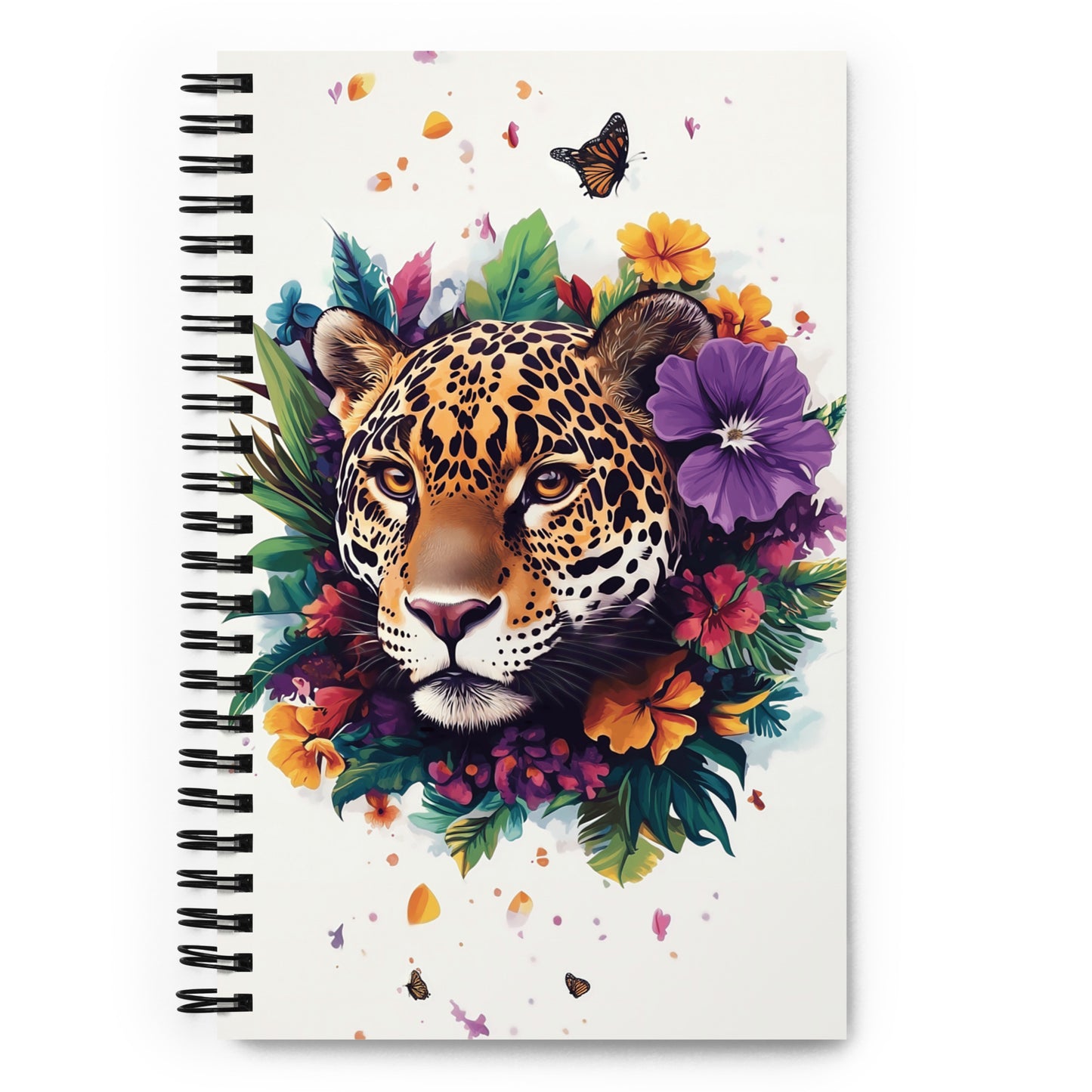 Spiral notebook featuring a fierce yet artistic jaguar illustration with the text "Follow Your Own Path" by Sweet & Savage.